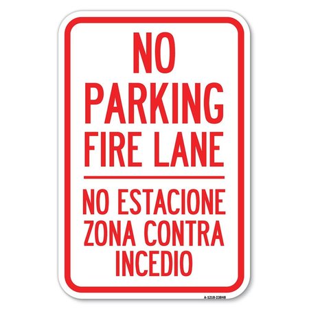 SIGNMISSION No Estacione Zona Contra Incendio Heavy-Gauge Aluminum Sign, 12" H, A-1218-23848 A-1218-23848